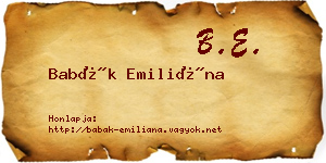 Babák Emiliána névjegykártya